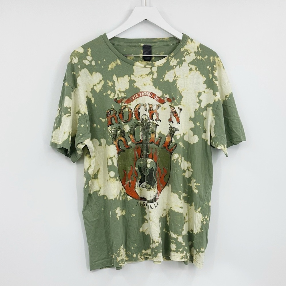 Tie Dye Custom Upcycled Home Of Rock And Roll Short Sleeve Shirt Size Medium